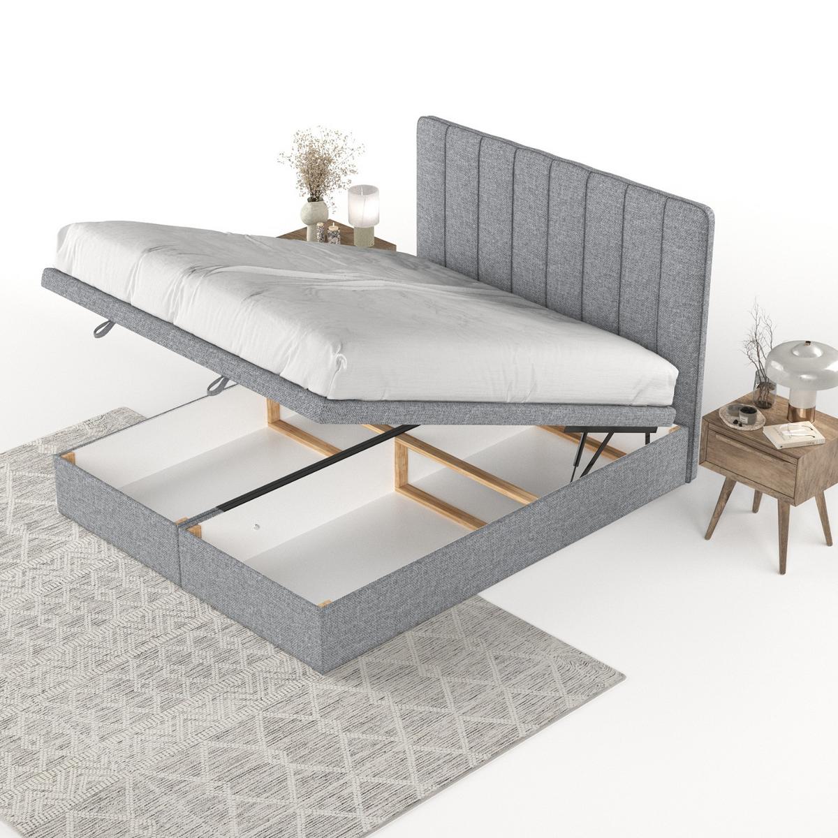 POLSTERBETT Vienna mit Stauraum 200/200 cm Grau im Alta Stoff - Schwarz/Grau, Holz/Holzwerkstoff (200/200cm) - AltaBeds