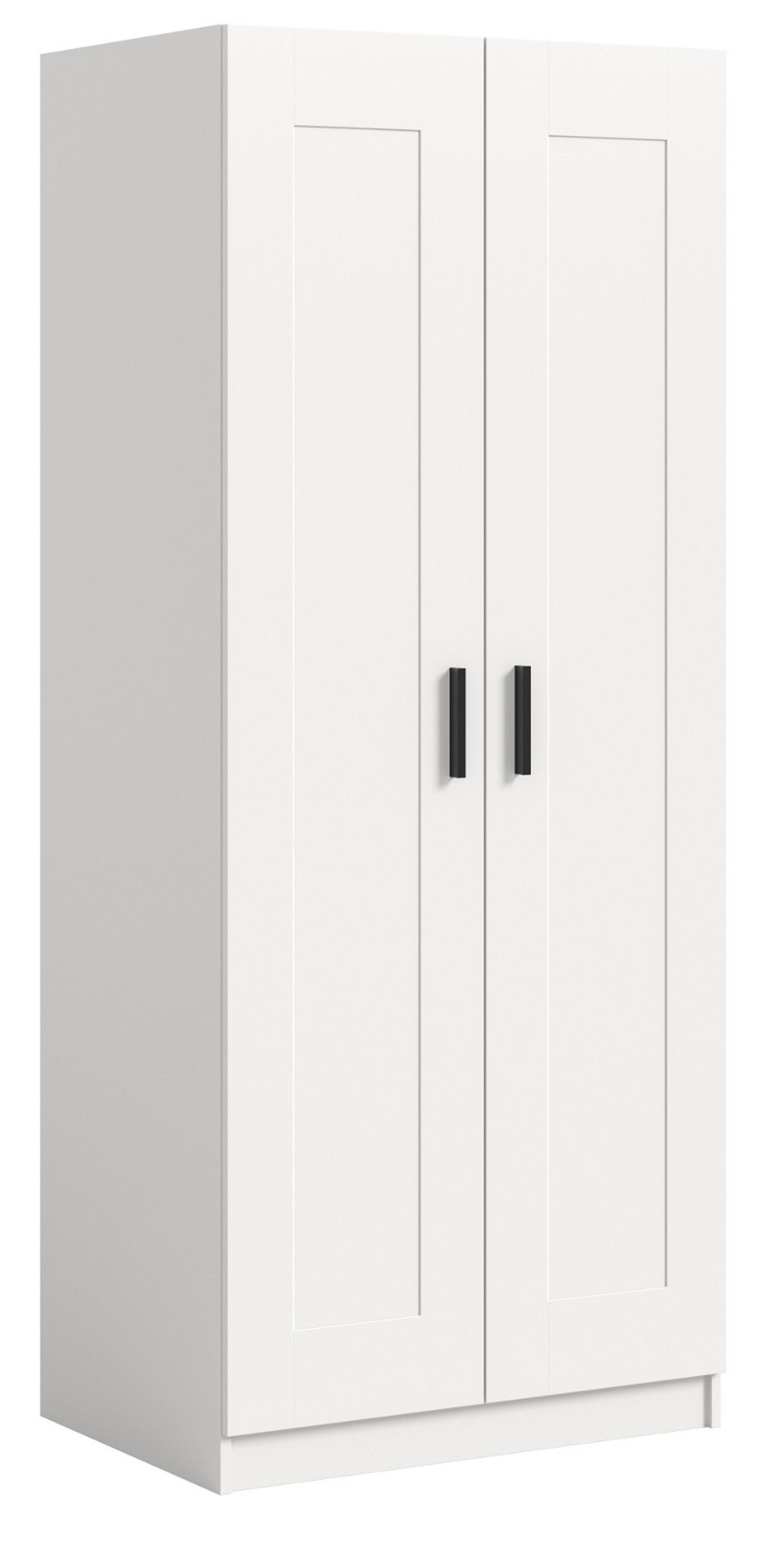 KLEIDERSCHRANK in weiß 80 x 194 cm, Drehtürenschrank 2-türig skandinavisch - Schwarz/Weiß, Holzwerkstoff/Kunststoff (80/194/56cm) - Inn.Furn