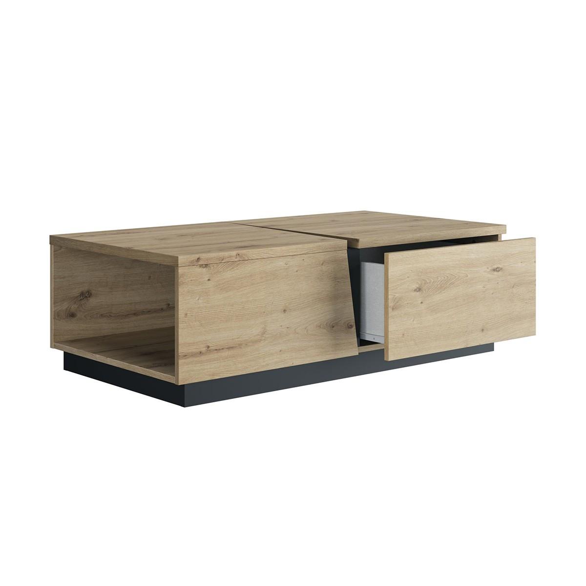 COUCHTISCH 1 Schublade Crack - Französische Herstellung - 114/61/36 cm - Eichefarben, Holzwerkstoff (120/61/36cm) - Calicosy