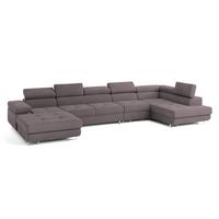 WOHNLANDSCHAFT VELORA R-S Lila Velours-Stoff mit Schlaffunktion - Lila, Holz (419/90/202cm) - MASSENO