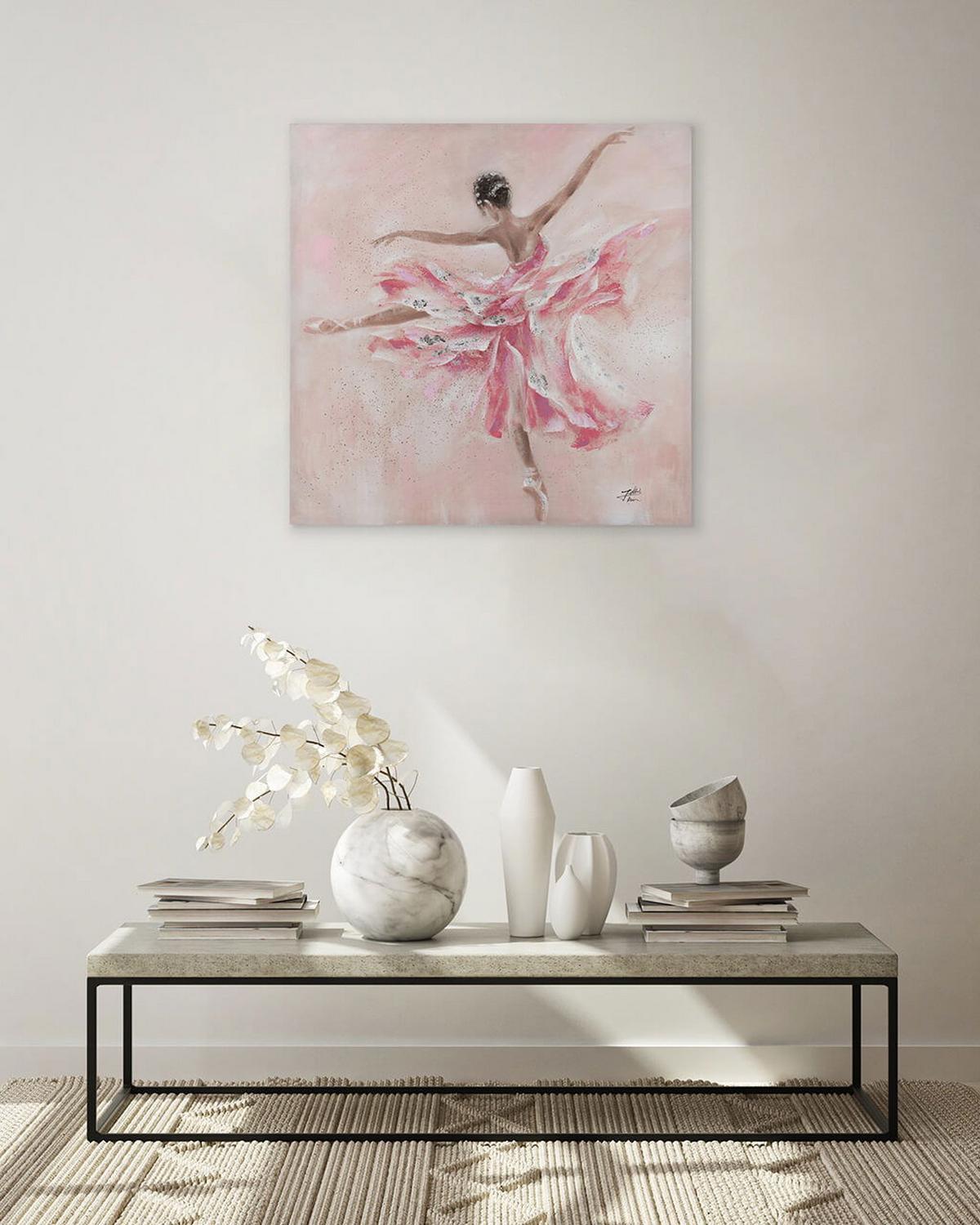 ACRYLBILD HANDGEMALT 80/80 cm - Pink, Holz/Textil (80/80cm) - KUNSTLOFT
