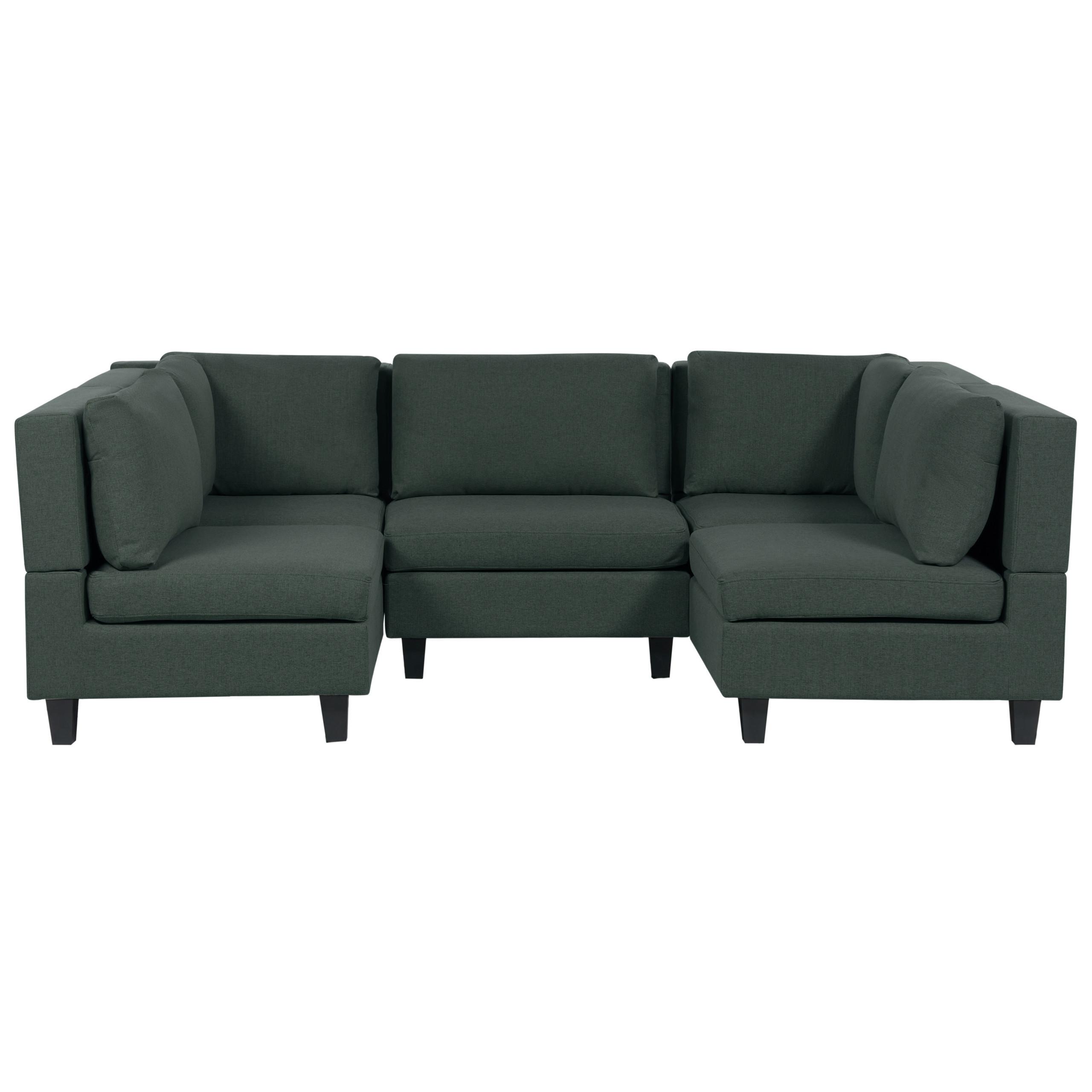 5-SITZER-MODULSOFA U-förmiges Dunkelgrün Stoff Unstad - Grün, Textil (228/72/76cm) - Beliani