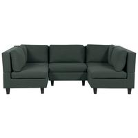 5-SITZER-MODULSOFA U-förmiges Dunkelgrün Stoff Unstad - Grün, Textil (228/72/76cm) - Beliani