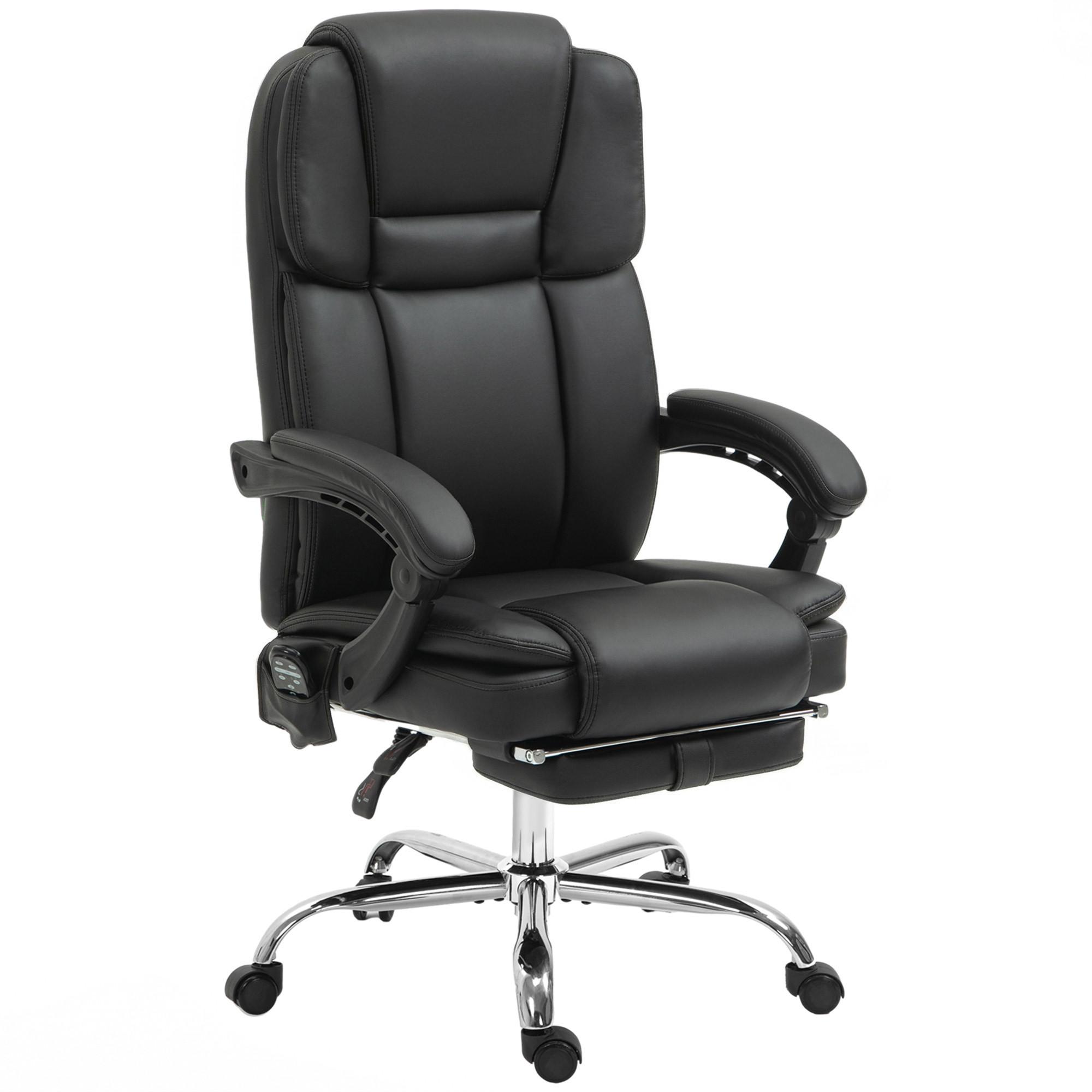 BÜROSTUHL mit Massagefunktion PC-Stuhl mit Heiz-, Liegefunktion Schwarz - Silberfarben/Schwarz, Kunststoff/Metall (67/126/66cm) - Vinsetto