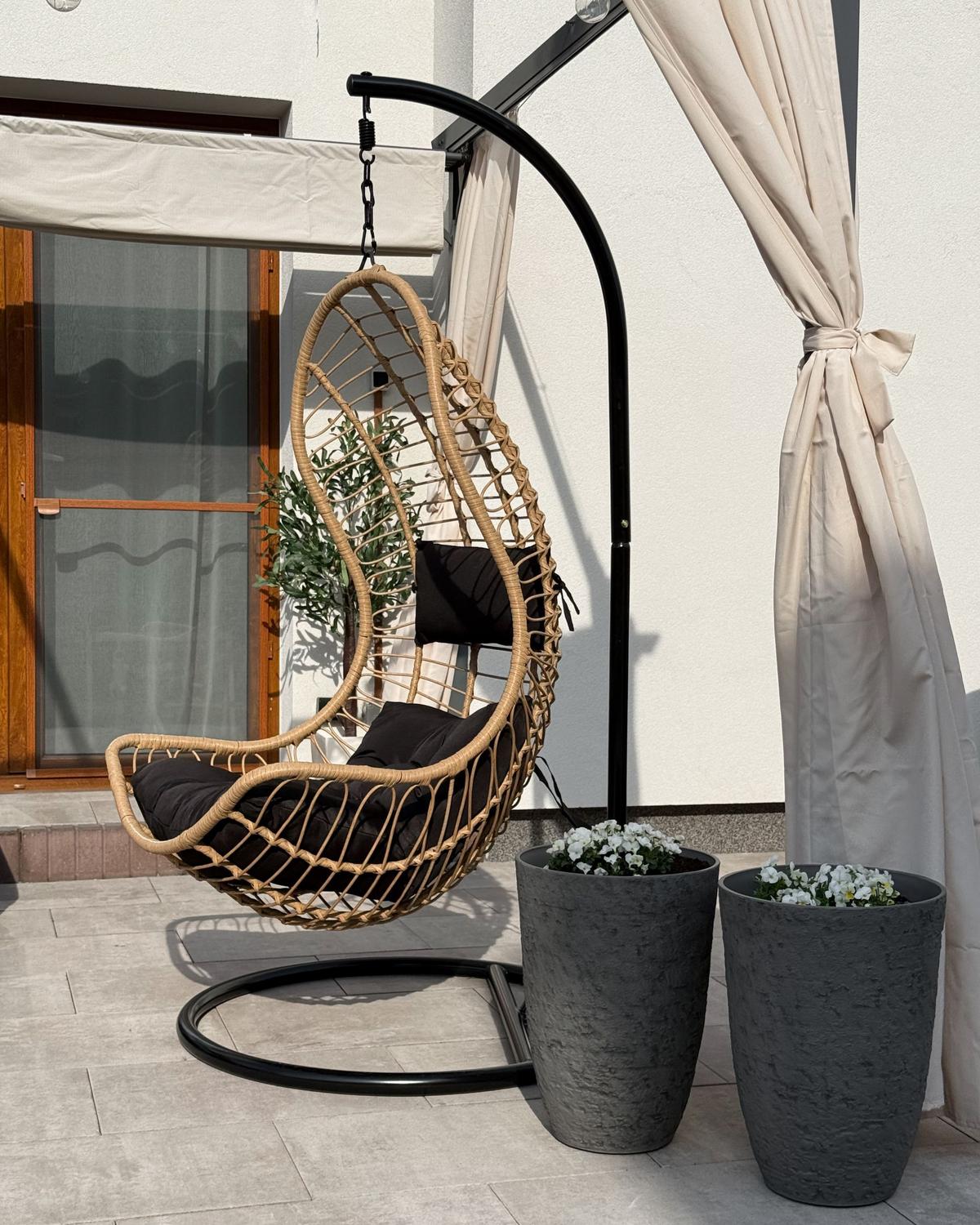 BLUMENTOPF 2er-Set grau rund 35/35/50 cm Camia - Grau, Stein (50cm) - Beliani