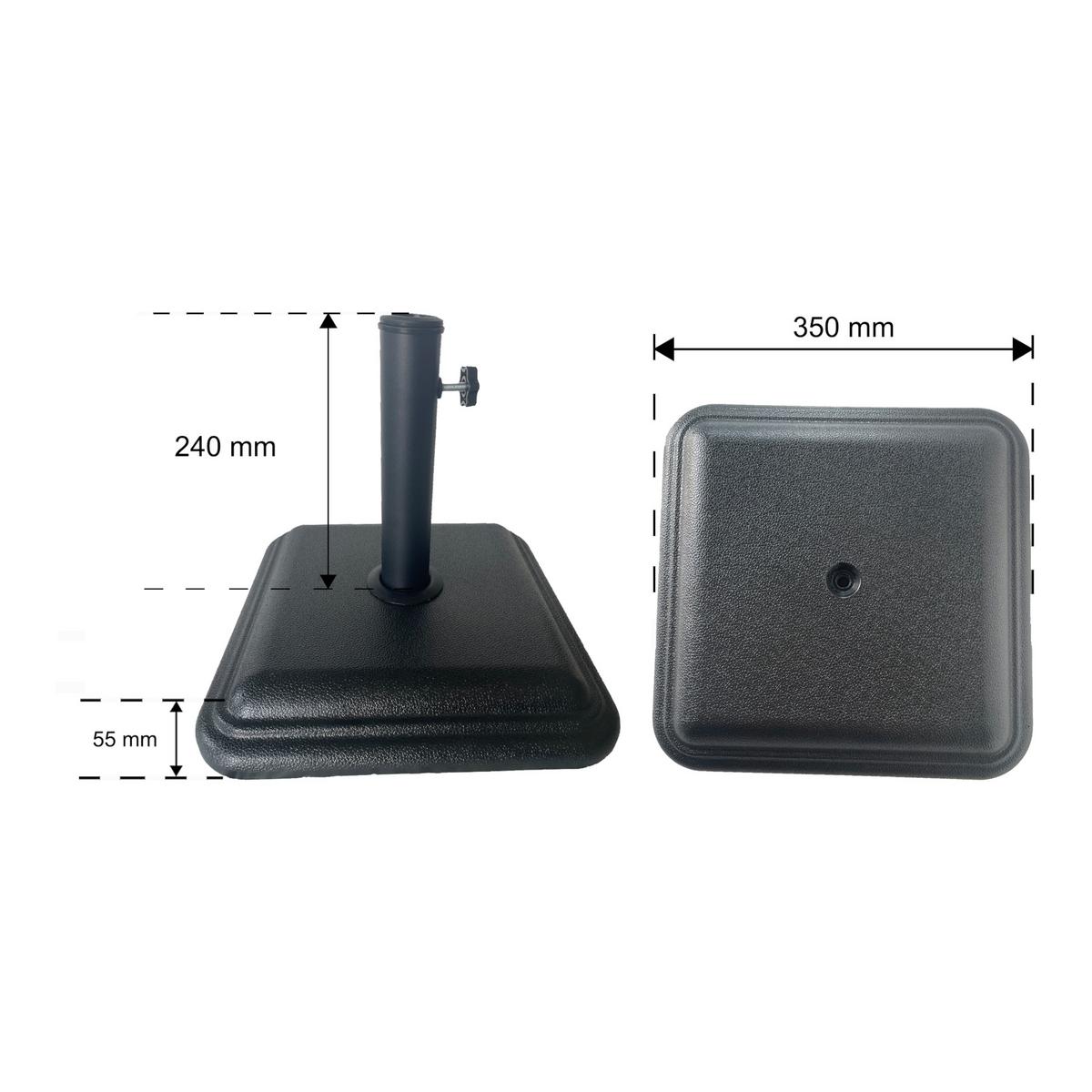 SONNENSCHIRMSTÄNDER Biccari - Schwarz, Stein (35/35cm) - casa.pro
