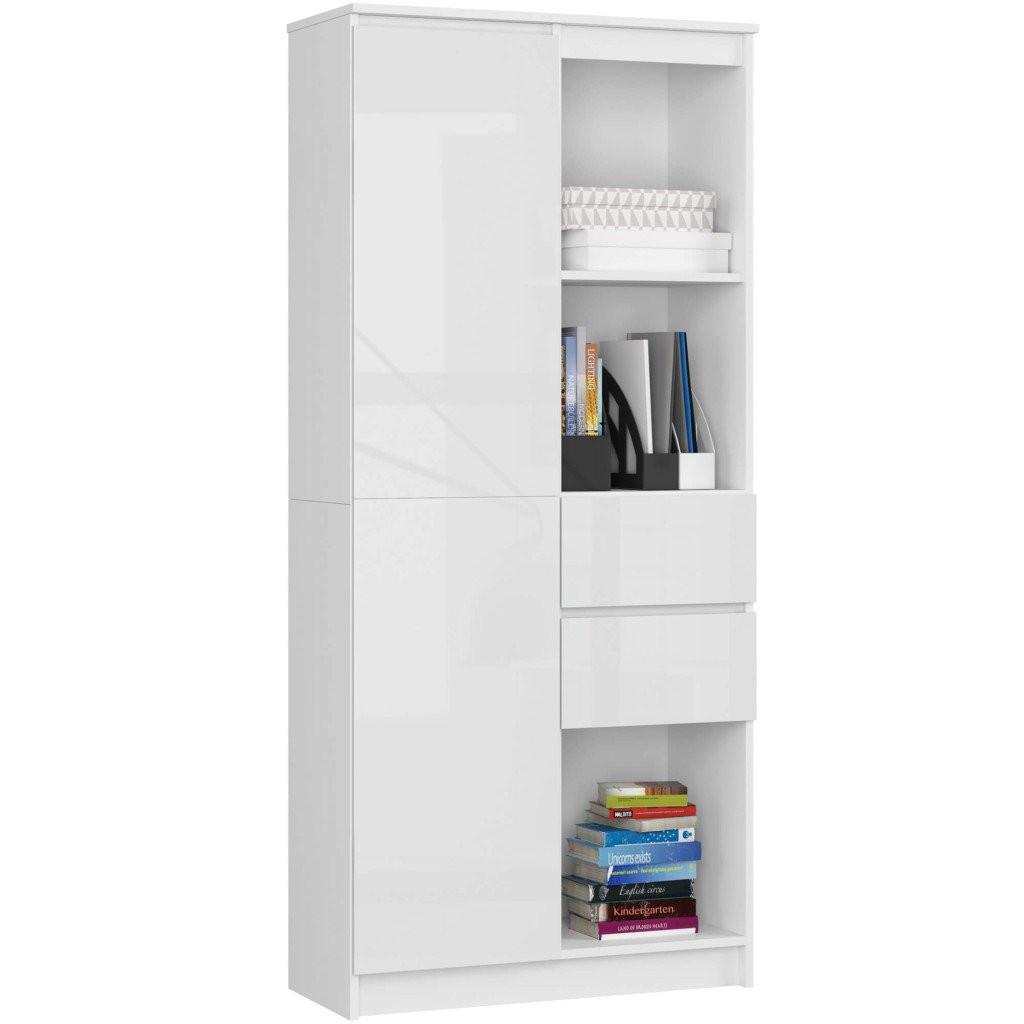 STANDREGAL Weiß, Weiß Glanz 180/80/35 - Weiß, Holzwerkstoff (80/180/35cm) - RAUMHIRSCH FURNITURE