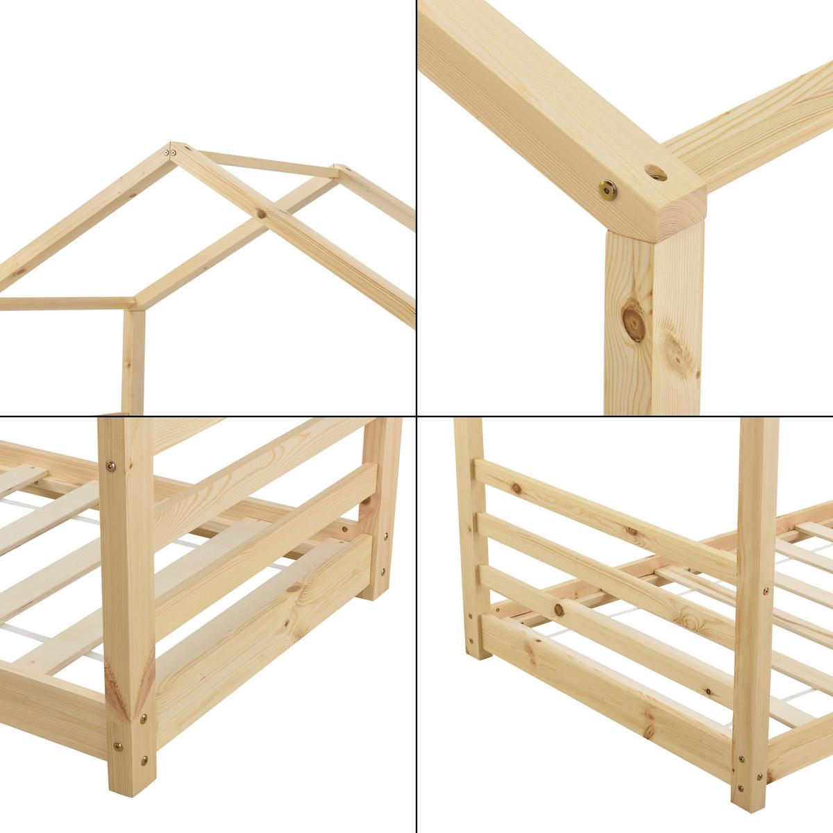 HAUSBETT Vardø - Naturfarben, Holz (90/200cm) - [en.casa]