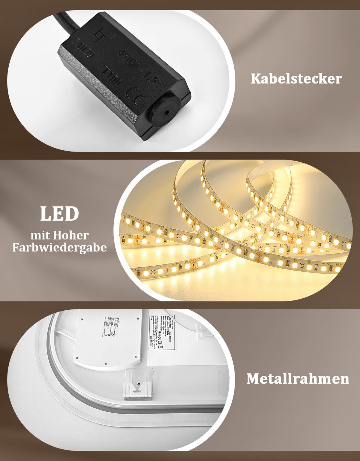 BADSPIEGEL mit Beleuchtung Lirwen 2.9/50/80 cm - Weiß, Glas (50/80/2.9cm) - ZMH