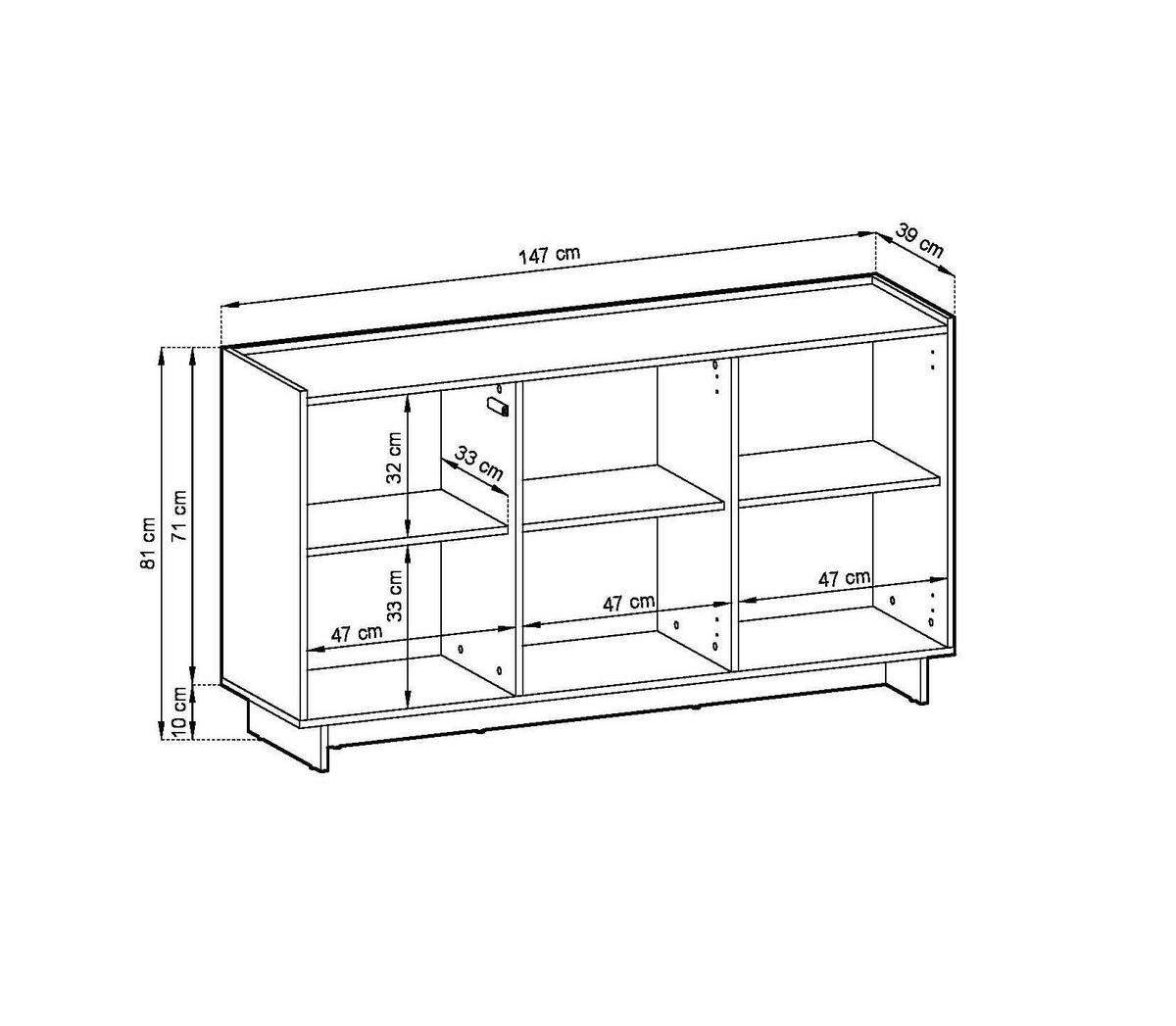 KOMMODE ZENITH 147/82/39cm mit Schubladen 3 Türen Braun - Braun, Holzwerkstoff (147/82/39cm) - MASSENO