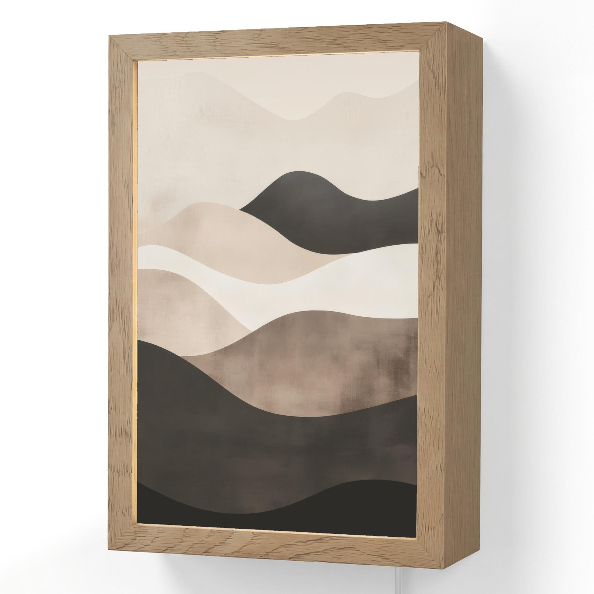 WANDLEUCHTE Abstrakt - Landschaft - Wellen - Cremefarben 20x30 cm - Graubraun, Holzwerkstoff (20/30/8cm) - OnlyWow