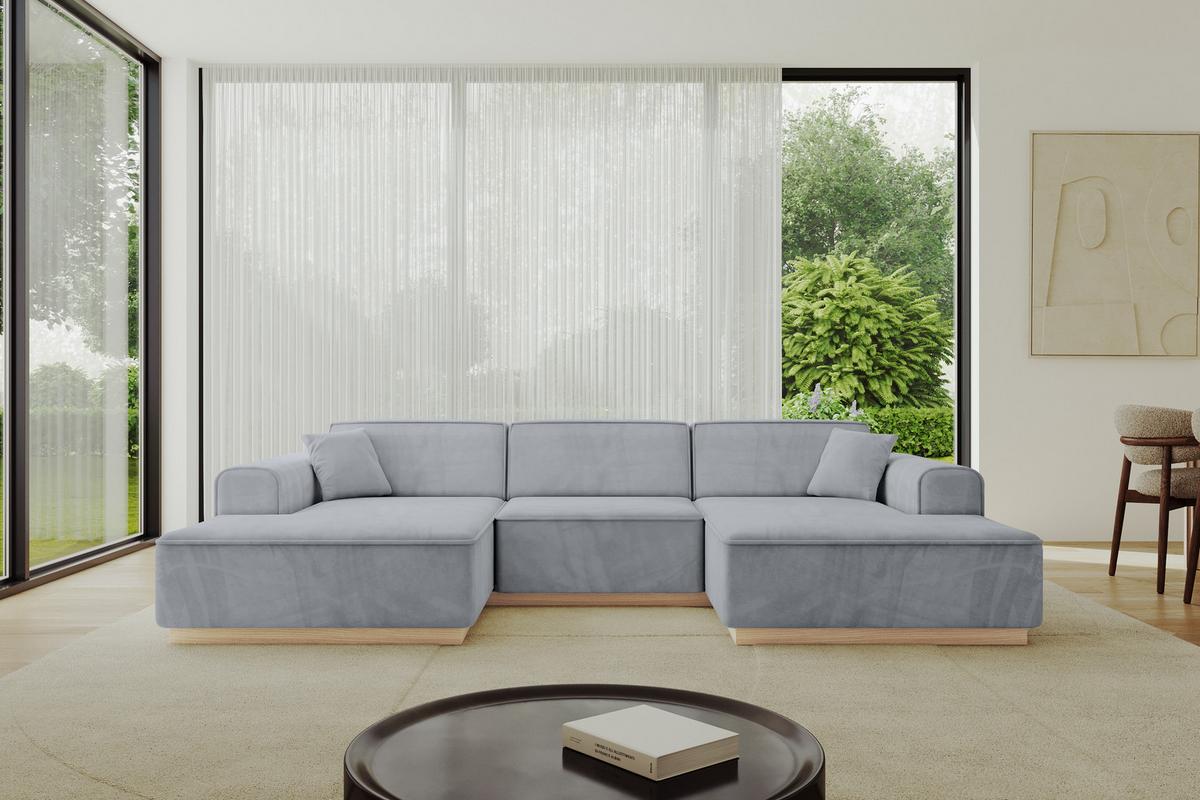 WOHNLANDSCHAFT IREA-U1 - 301x165x80 cm Grau - Titanfarben, Holzwerkstoff/Textil (301/80/165cm) - ALTDECOR