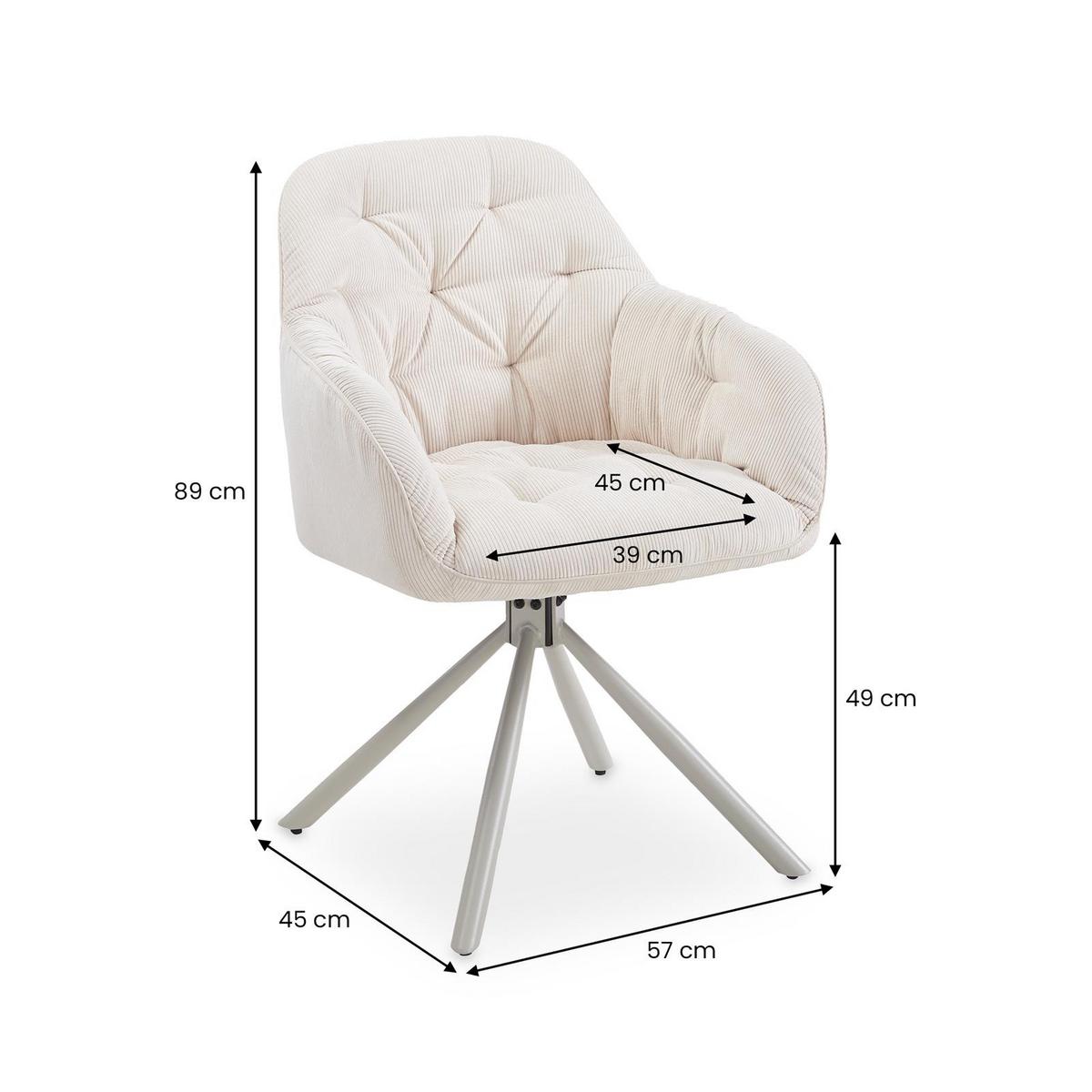 ESSZIMMERSTÜHLE AYA 2er-Set cremeweiß - Creme, Textil (57/83/45cm) - IDIMEX