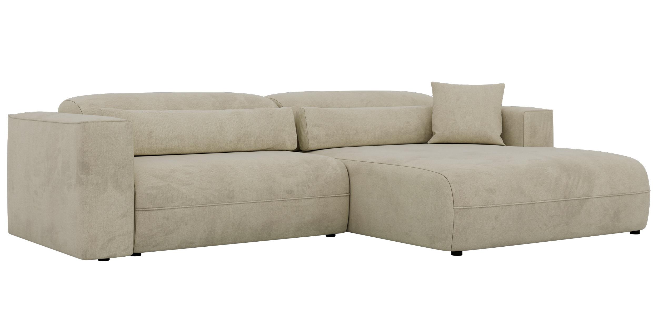 ECKSOFA PAZURRO L - Beige Velvet - Rechts Seite - Beige/Schwarz, Kunststoff/Textil (288/180cm) - MKS