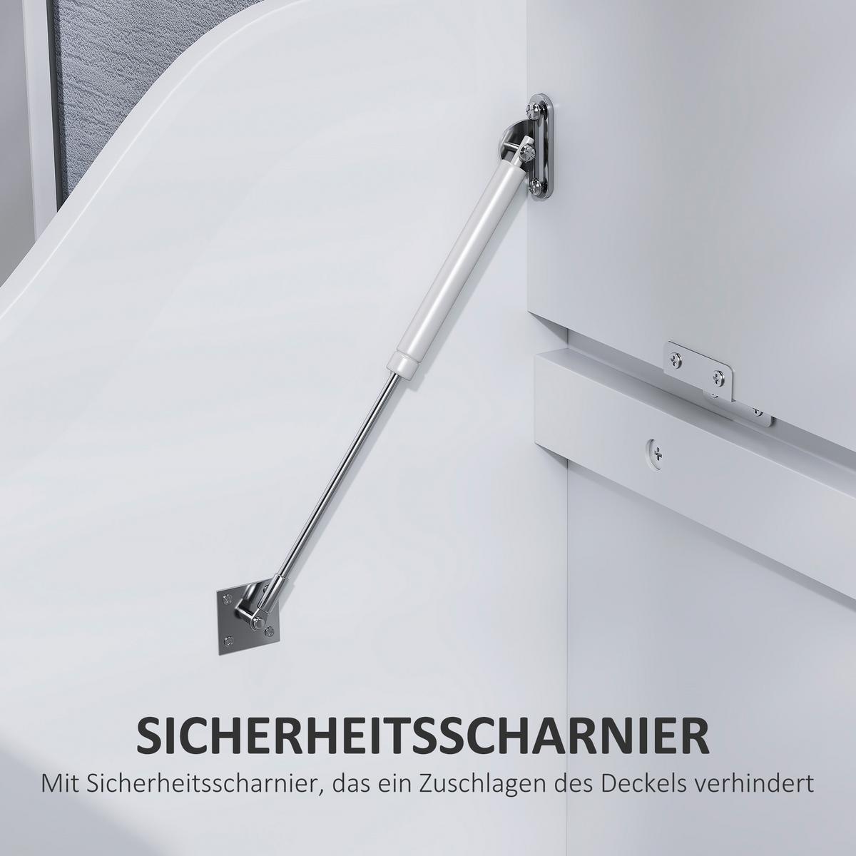 TRUHE, Aufbewahrungsbox, Auflagenbox mit Sicherheitsscharnier, Deckel, Weiß - Weiß, Holzwerkstoff (38/56/56.5cm) - HOMCOM