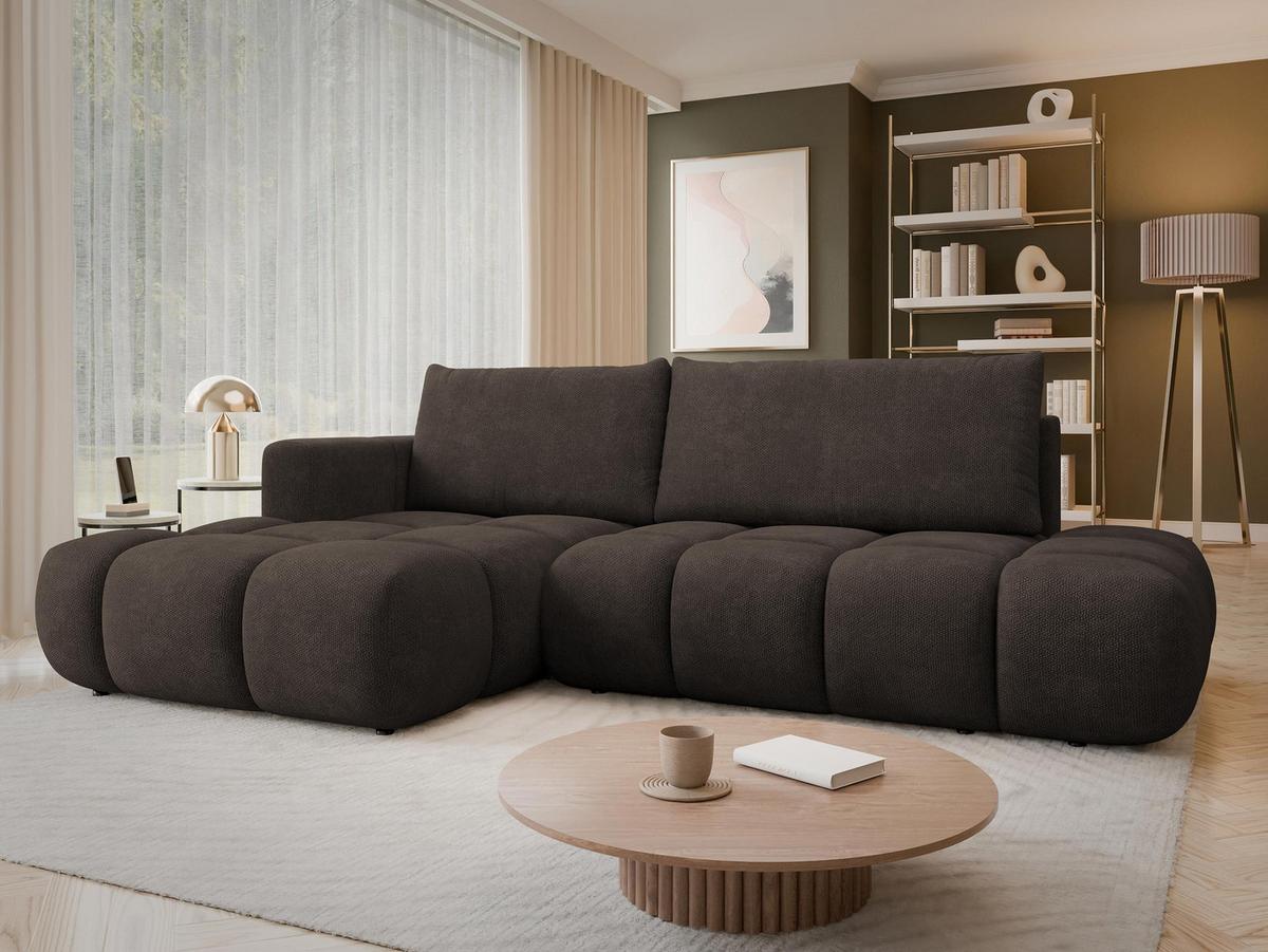 ECKSOFA Soffi, Seite: Links - Schwarz/Braun, Holz/Kunststoff (283/166cm) - MIRJAN24
