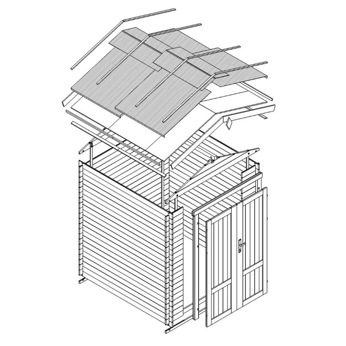 HOLZ-GARTENHAUS 3,53 m² TIMBELA M343F1 - Naturfarben, Holz (216/218/206cm) - Timbela