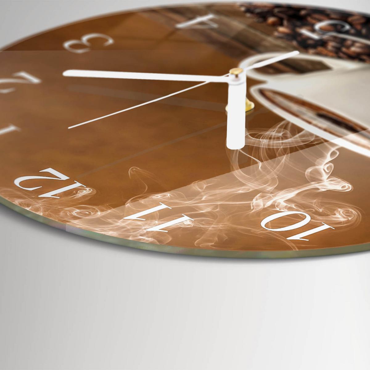 WANDUHR aus Glas Ø30 cm - Kaffee - Braun, Glas (30/30/0.4cm) - TULUP