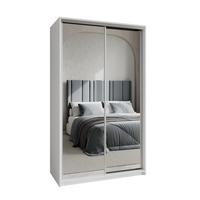 SCHWEBETÜRENSCHRANK RIEN 120/205/60 cm 2-türig mit Spiegel Weiß - Weiß, Holzwerkstoff (120/205/60cm) - MASSENO
