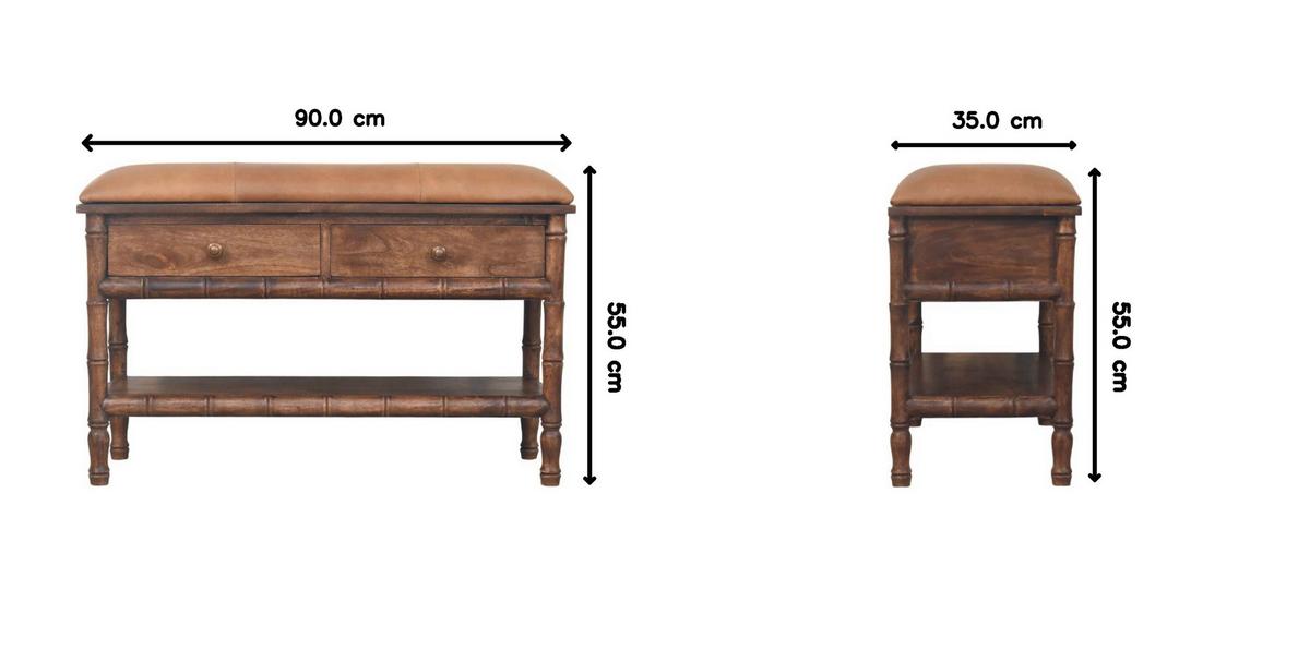 AUFBEWAHRUNGSMÖBEL Roasted-Almond-Finish, 2 Schubladen, 1 offenes Regal, Braun - Braun, Holz (35/55/90cm) - Artisan Furniture