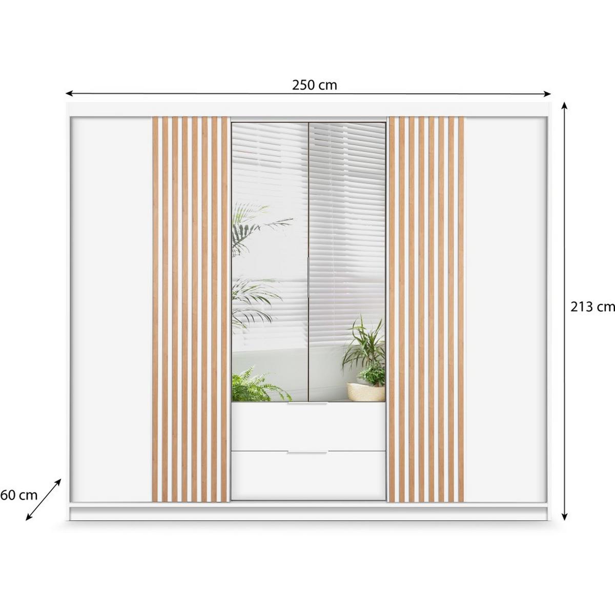 DREHTÜRENSCHRANK Madero mit Spiegel und 2 Schubladen, 250 cm, eiche Artisan - Eiche Artisan, Holzwerkstoff (250/213/60cm) - Beautysofa