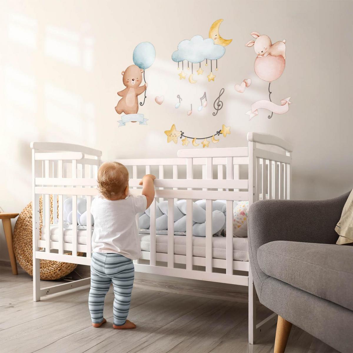 WANDAUFKLEBER 100x148cm - Tiere und Ballons - Multicolor, Kunststoff (100/148/0.1cm) - Wallfluent