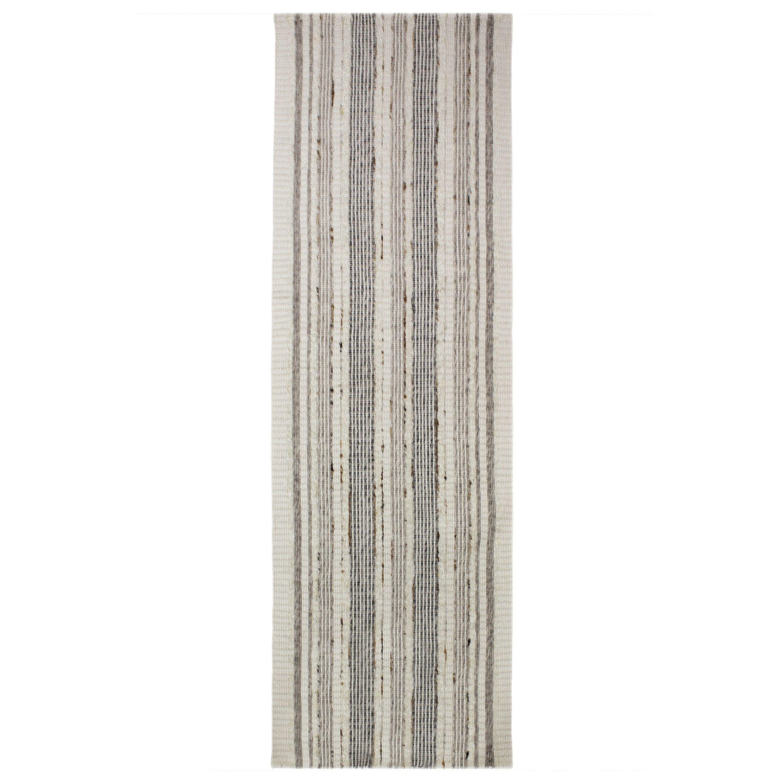 TEPPICH aus Wolle handgewebt HYTHE in Natur, gestreift, 80 x 300 cm - Beige, Textil (80/300cm) - KADIMA DESIGN