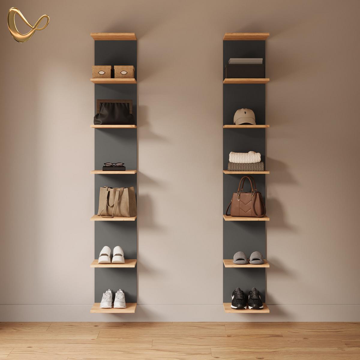 WANDREGAL Vesuvio Anthrazit 30 x 190 cm 2er Set - Anthrazit, Holzwerkstoff (30/190/28cm) - Livinity®