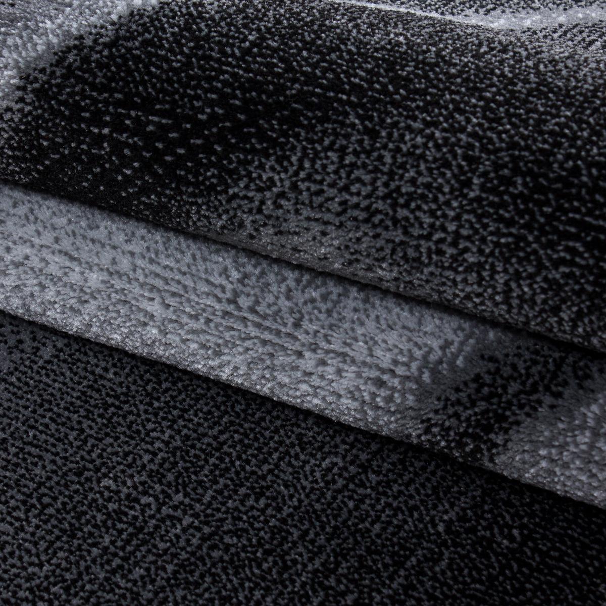 TEPPICH Kurzflor DRAU in Schwarz, mit abstraktem Wellenmuster, aus Polypropylen, 80 x 300 cm - Schwarz, Textil (80/300cm) - KADIMA DESIGN