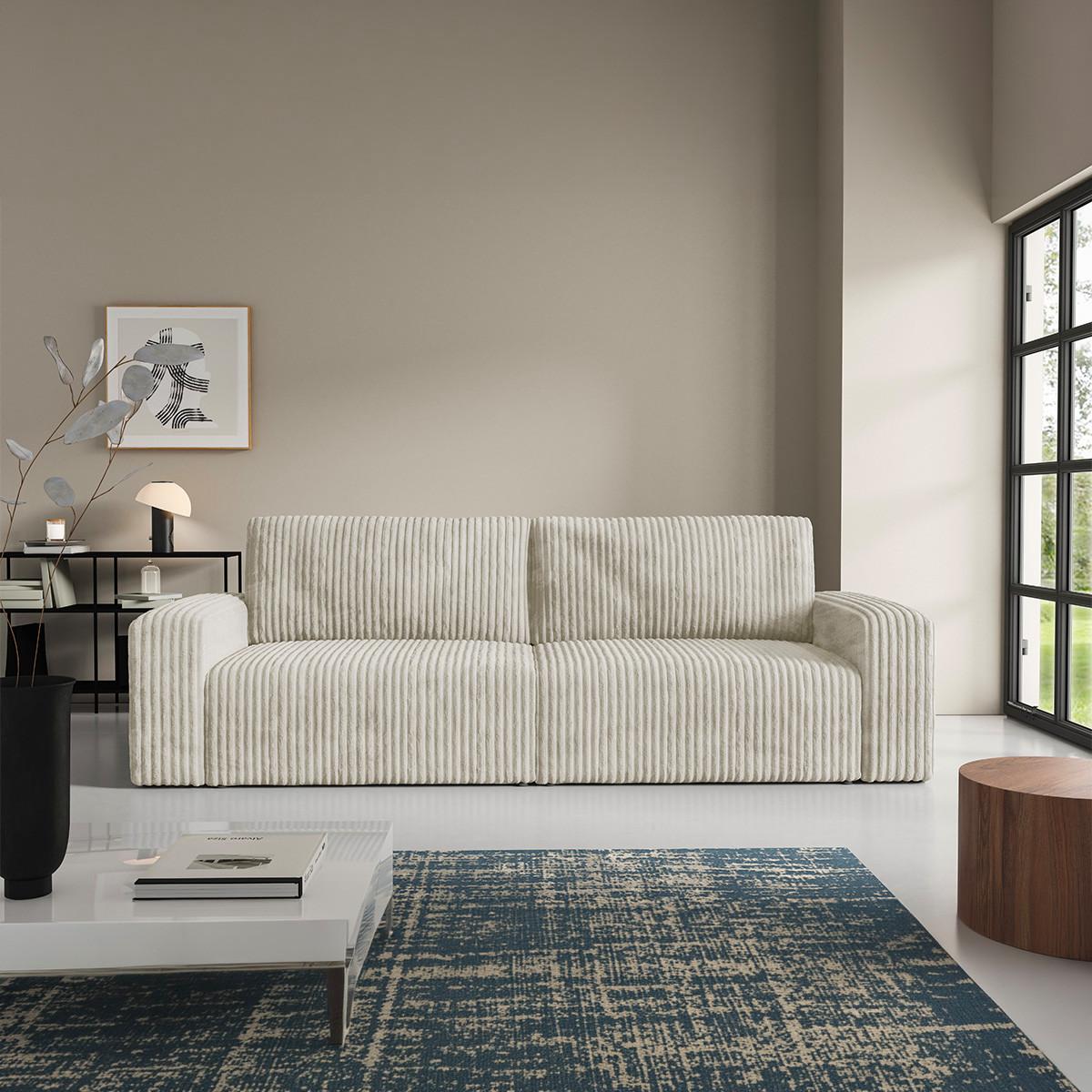 SOFA Angela 3 Sitzplätze Weiß - Weiß, Holz (252/86/105cm) - Petits-meubles