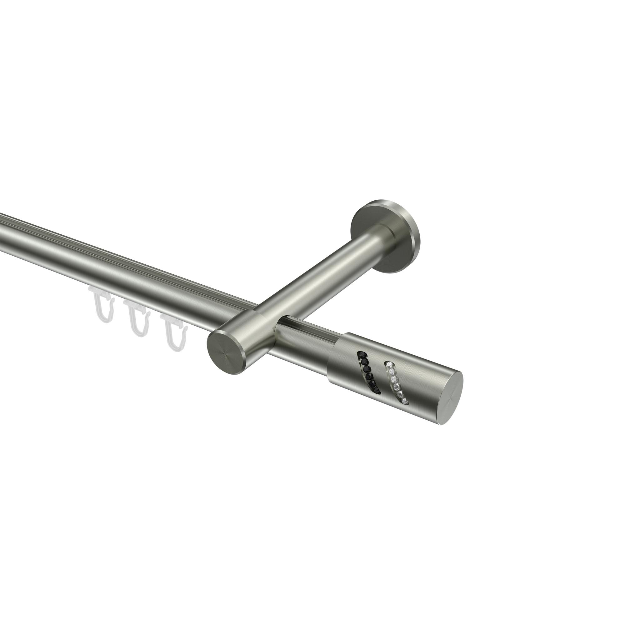 GARDINENSTANGE INNENLAUF Prestige Zoena 160 cm, 1-läufig, 20 mm Ø Edelstahl-Optik - Edelstahlfarben, Metall (160cm) - INTERDECO