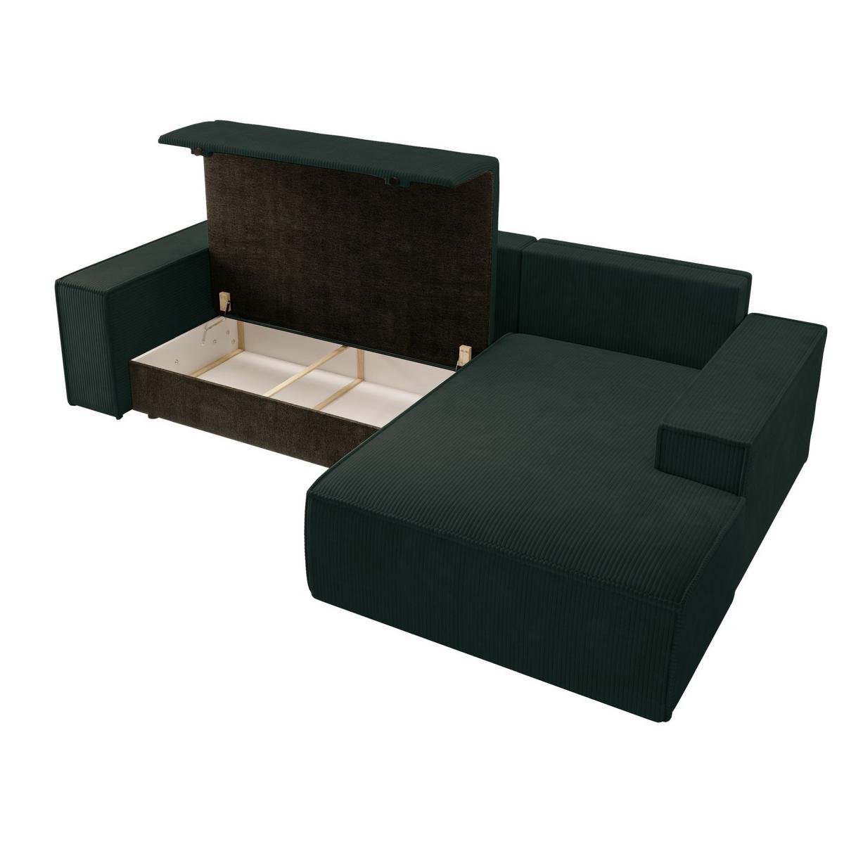 ECKSOFA Farese Dunkelgrün Cordbezug - Schwarz/Grün, Kunststoff/Textil (267/167cm) - Selsey