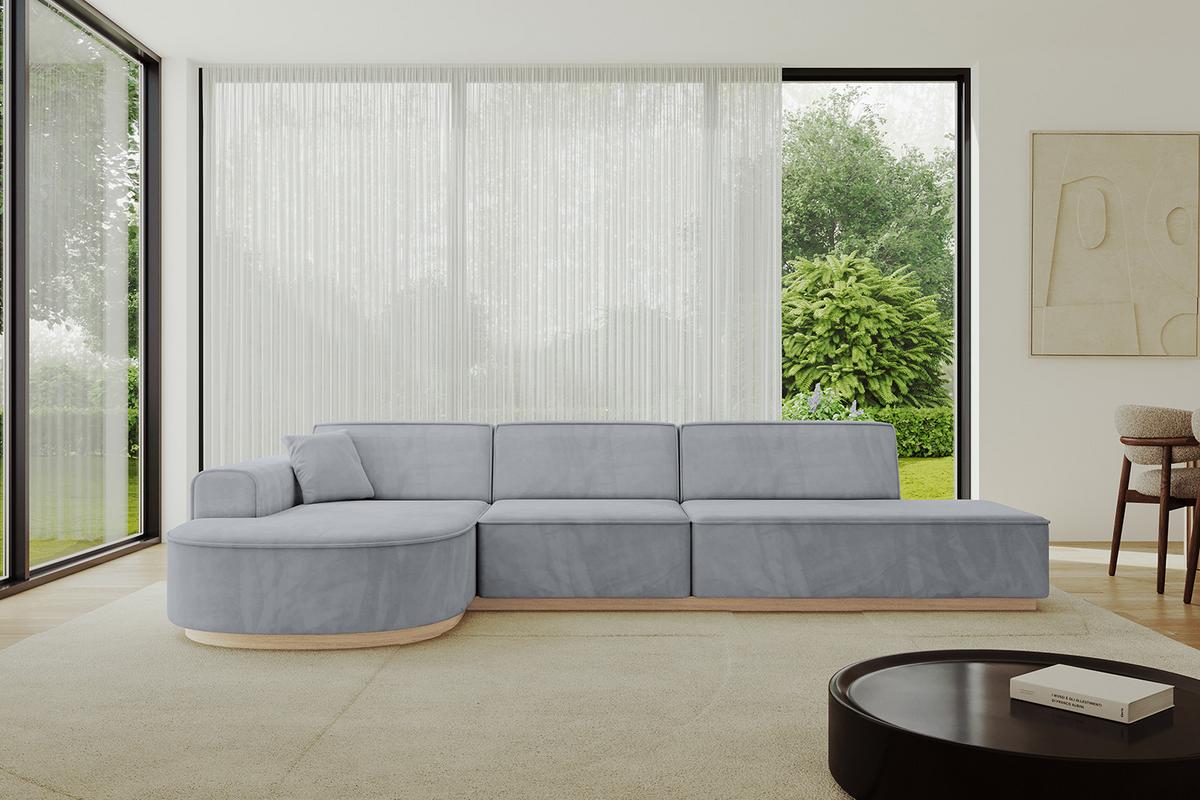 ECKSOFA Ottomane Links ARRIO-L2 - 328x171x83 cm Hellgrau - Grau, Holzwerkstoff/Textil (328/171cm) - ALTDECOR