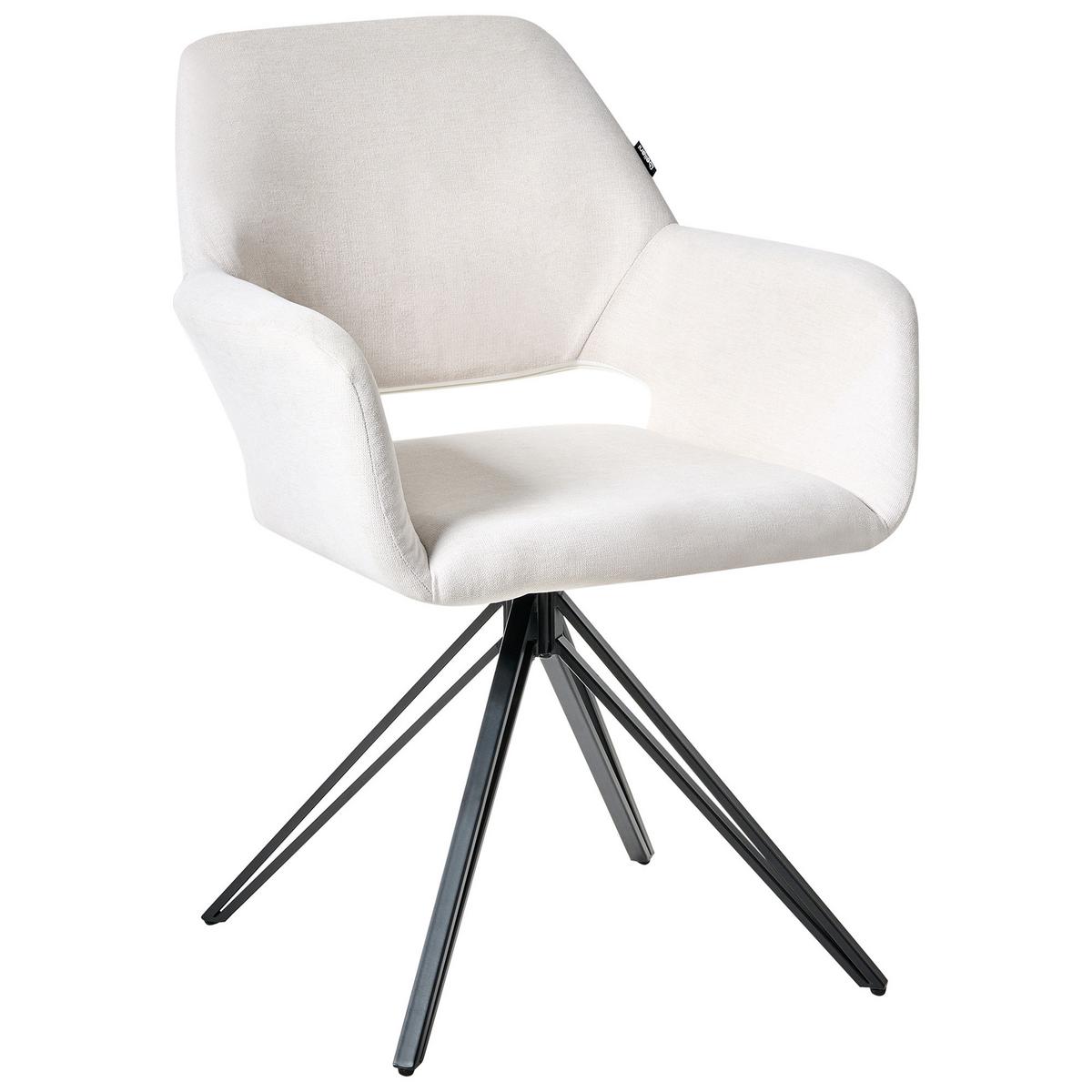 ESSZIMMERSTUHL 2er-Set Cremeweiß Ciney - Schwarz/Weiß, Textil (59/85/61cm) - Beliani