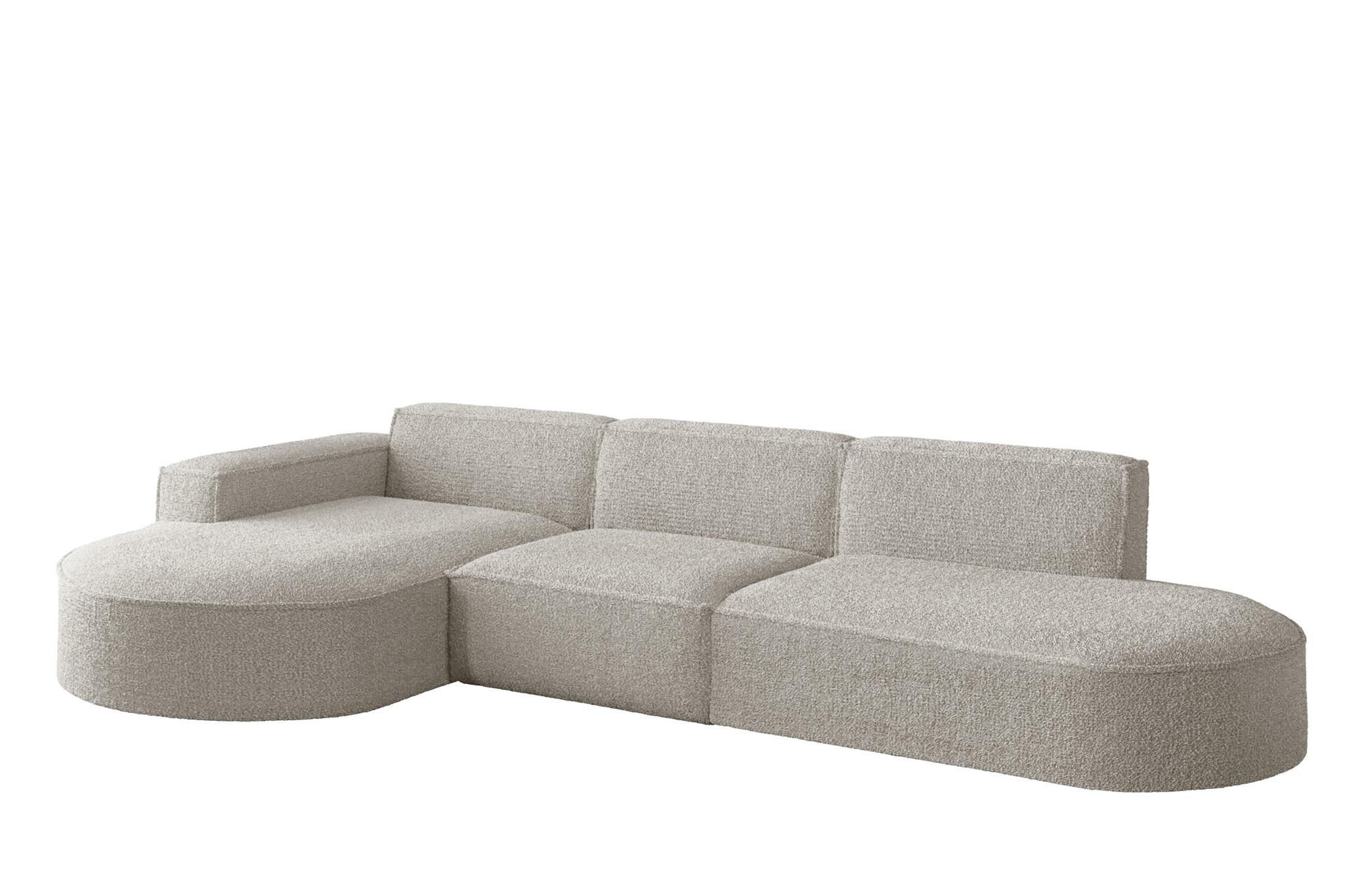 ECKSOFA Ottomane Palma Ascot Bukla - Perlmutt, Holzwerkstoff/Textil (296/165cm) - Fun Möbel