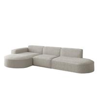 ECKSOFA Ottomane Palma Ascot Bukla - Perlmutt, Holzwerkstoff/Textil (296/165cm) - Fun Möbel