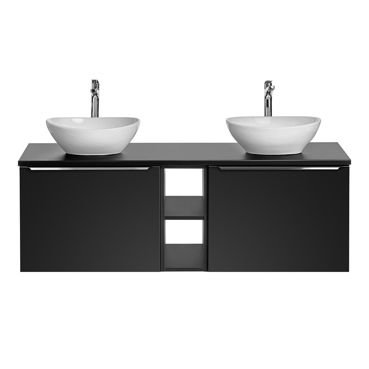 DOPPELWASCHTISCH 140cm Éros Schwarz - Schwarz, Holzwerkstoff (140/48/46cm) - Petits-meubles