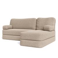 ECKSOFA SABI modulares Boneless Sofa mit Schlaffunktion Beige Boucle-Stoff - Beige, Textil (200/120cm) - MASSENO