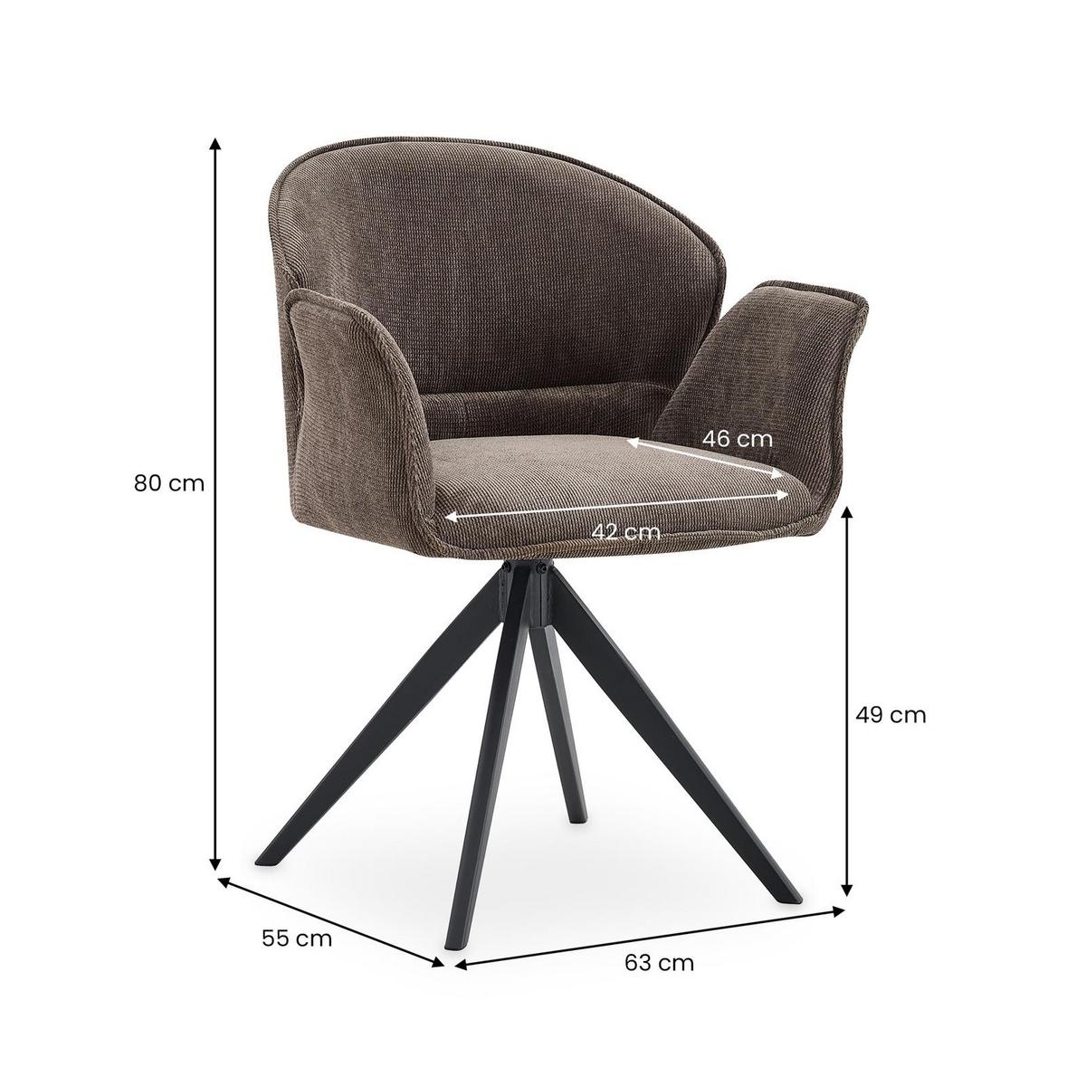 ESSZIMMERSTÜHLE GIRONA 2er-Set steingrau - Dunkelgrau, Textil (63/80/55cm) - IDIMEX