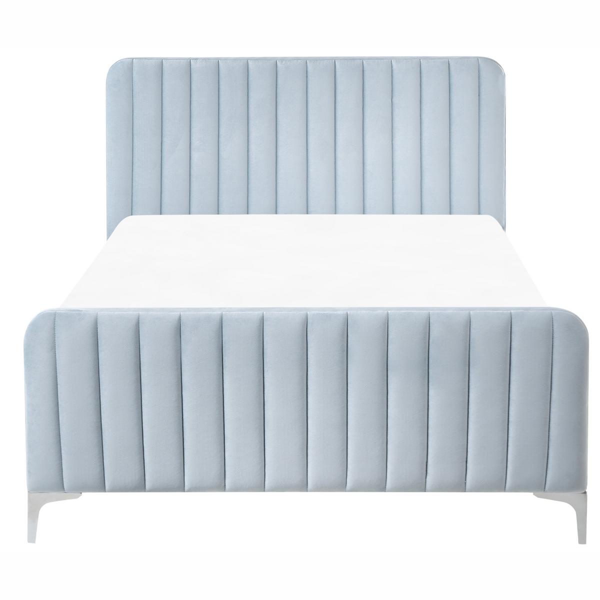 BETT mit Lattenrost 120/200 cm Hellblau Lunan - Blau/Silberfarben, Textil (120/200cm) - Beliani
