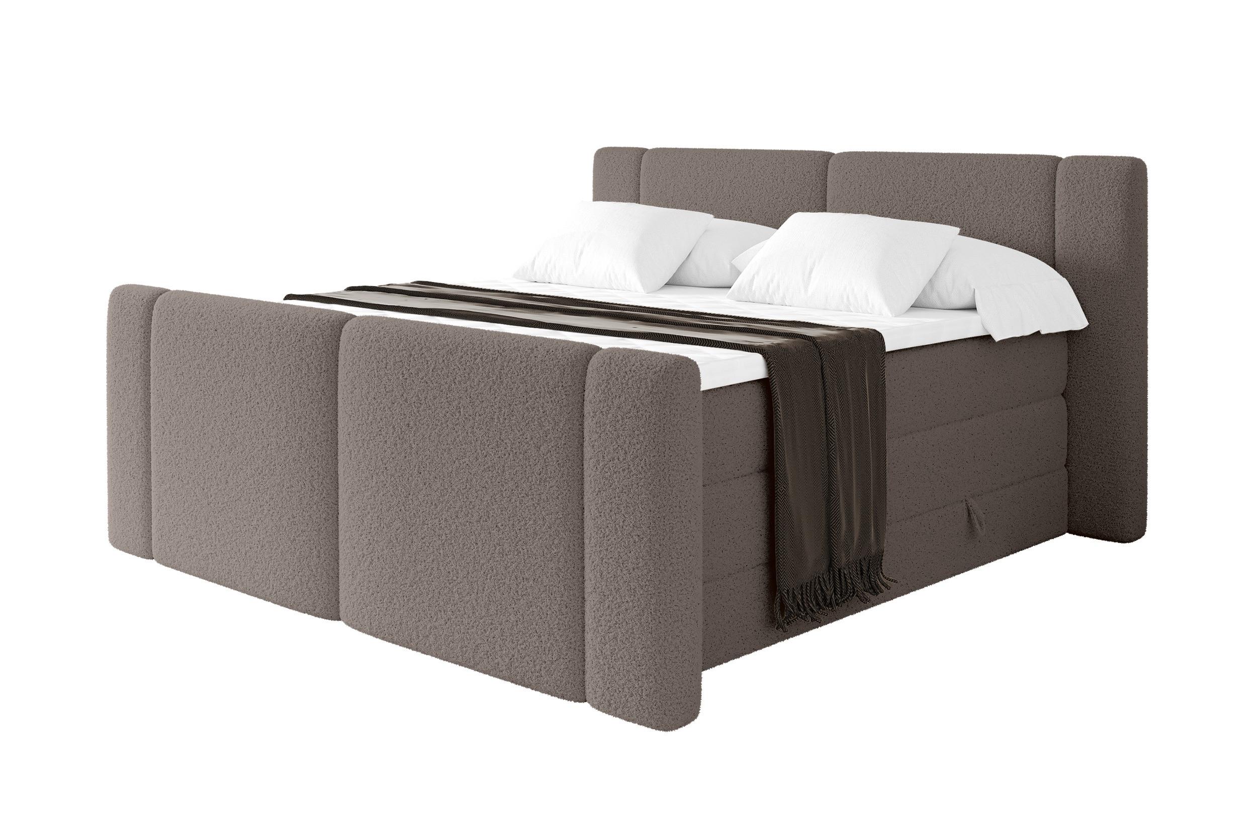 BOXSPRINGBETT mit Matratze H3/H4 - EVON KING Zanozek - 180x200 cm Braun - Braun, Holzwerkstoff (180/200cm) - ALTDECOR