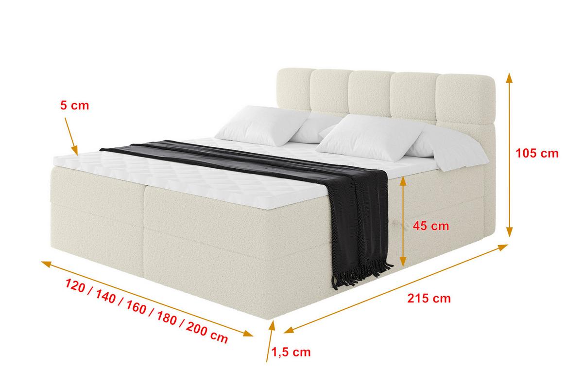 BOXBETT mit Matratze H3 - FAMA - 160x200 cm Beige Quelle - Sandfarben, Holzwerkstoff (160/200cm) - ALTDECOR