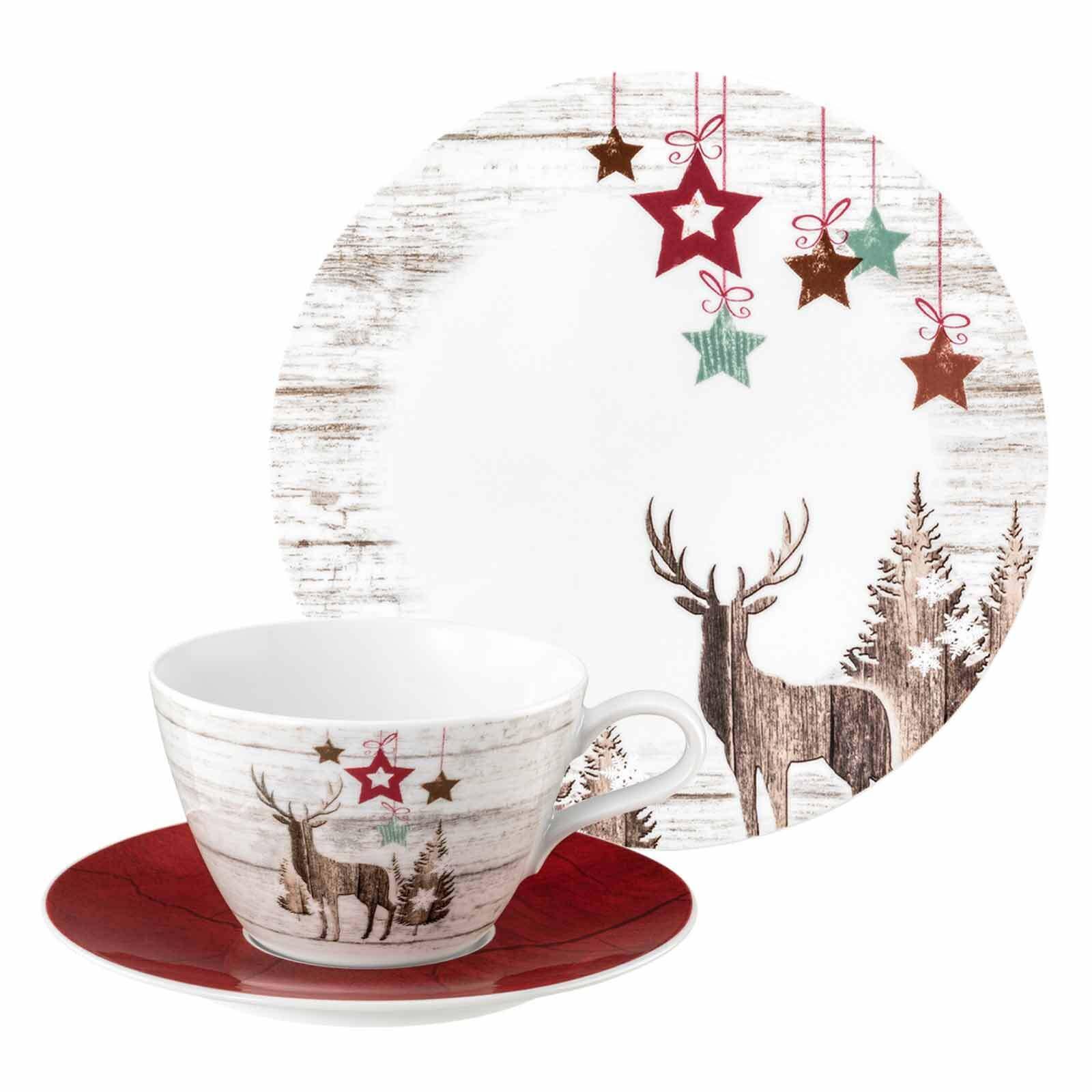 MILCHKAFFEESERVICE Life Christmas weiß-braun 18-tlg. - Weiß/Braun, Keramik (2/2/2cm) - Seltmann Weiden