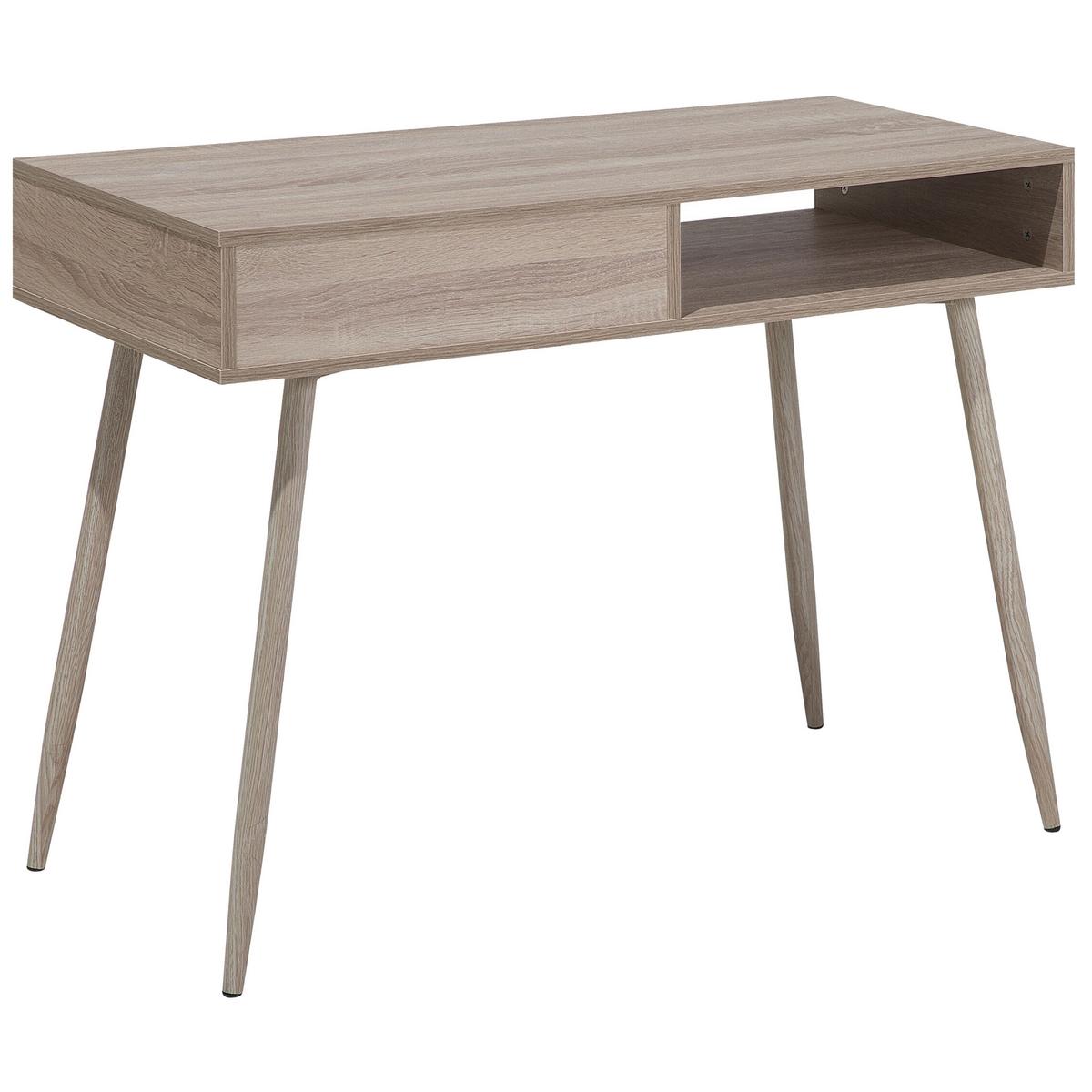 SCHREIBTISCH heller Holzfarbton 100/48/76 cm Deora - Hellgrau, Holzwerkstoff (48/100/76cm) - Beliani