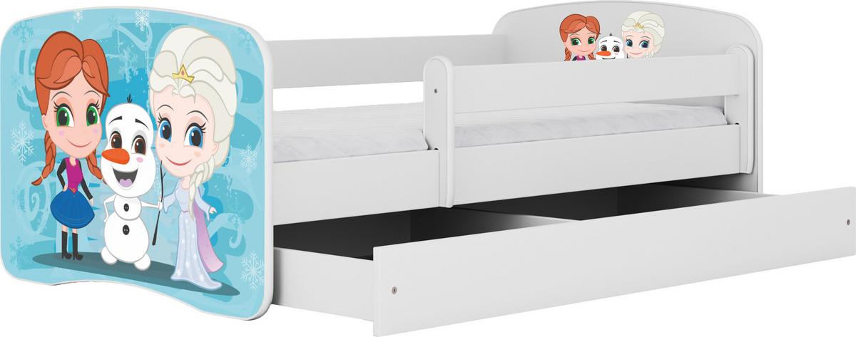 KINDERBETT Emily mit Schublade und Matratze, Weiß 70x140 cm - Blau, Holzwerkstoff (140/70cm) - WFL GROUP