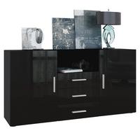 SIDEBOARD Skadu Front in Schwarz Hochglanz - Schwarz Hochglanz, Holzwerkstoff (138.5/71.5/35cm) - Vladon