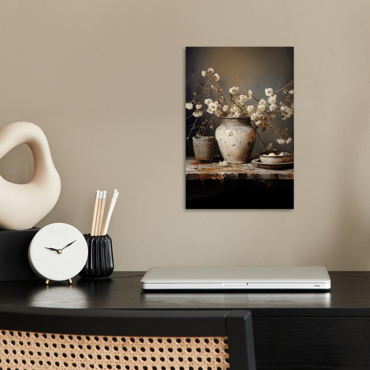 POSTER Stilleben - Blumen - Blumenstrauß - Vase - Wein Room Decor 20x30 cm - Schwarz, Papier (20/30/0.1cm) - MuchoWow