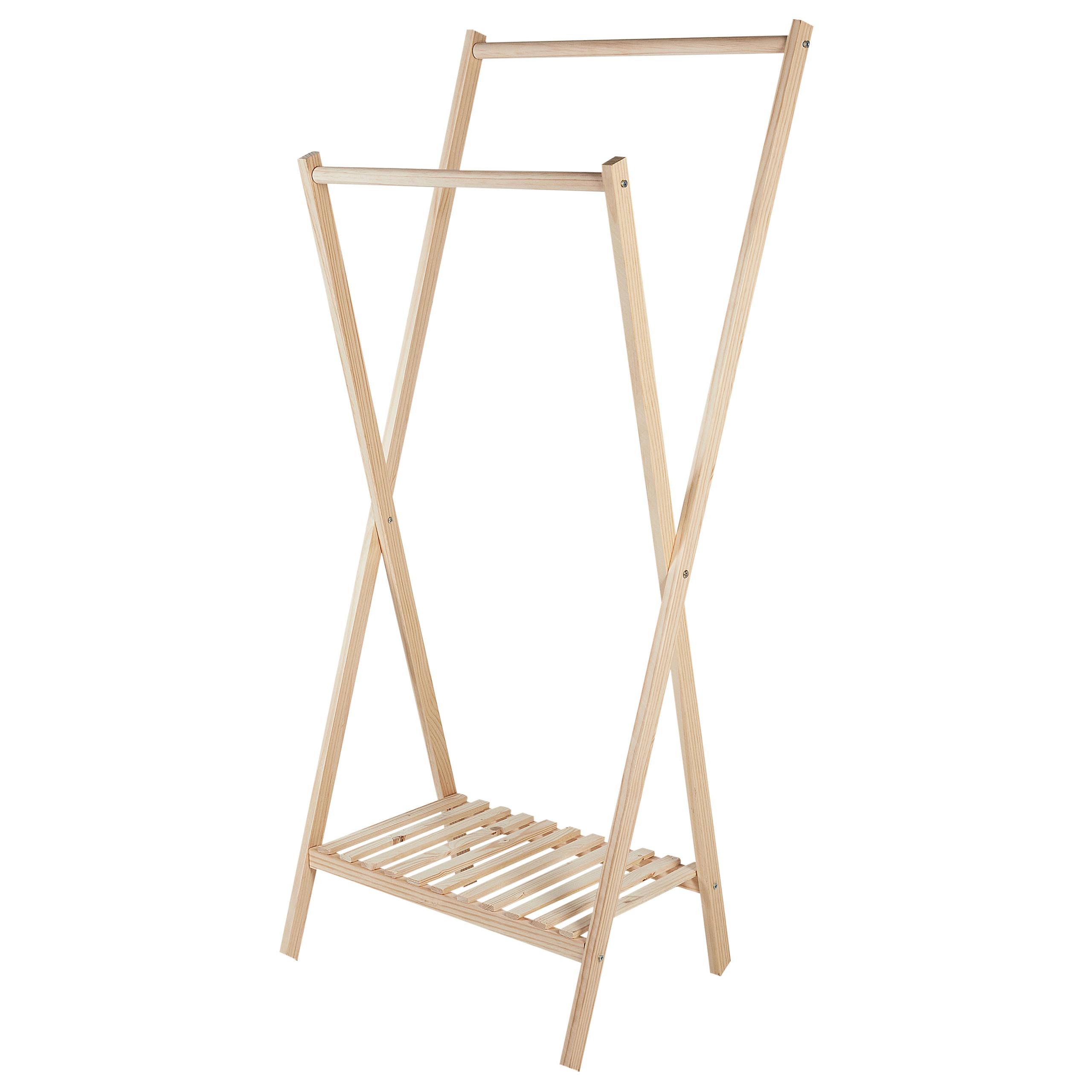KLEIDERSTÄNDER Tannenholz hellbraun 155 cm Denver - Hellbraun, Holz (64/155/47cm) - Beliani