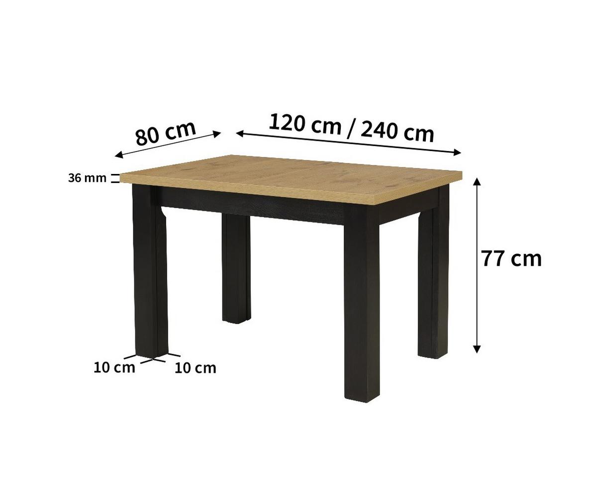 ESSTISCH FLAVIO Ausziehbar 120 - 240 / 80 x 77 cm - Bernsteinfarben/Schwarz, Holz (120/80/77cm) - MASSENO