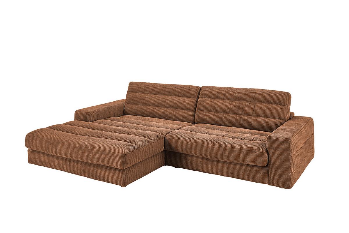ECKSOFA LANA SOFA Braun Cord - Schwarz/Braun, Textil (296/205cm) - KAWOLA